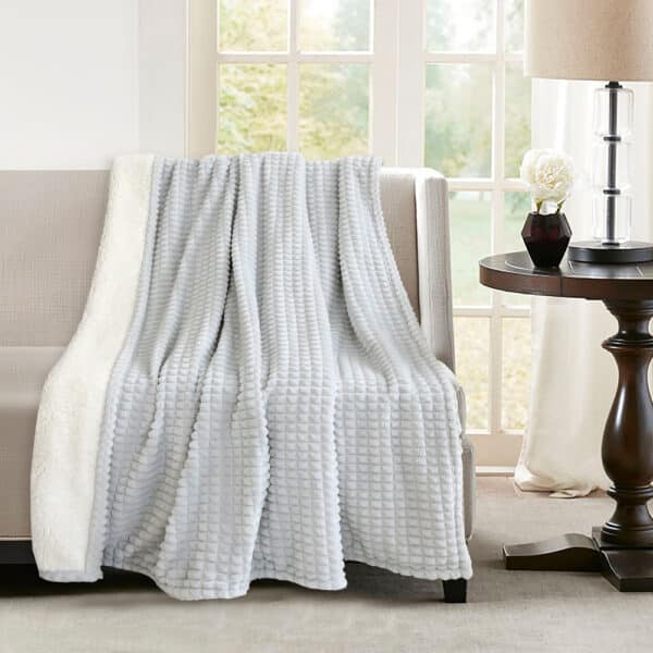 MANTA POLAR DOBLE SHERPA GRIS 125X150CM HB - Imagen 2