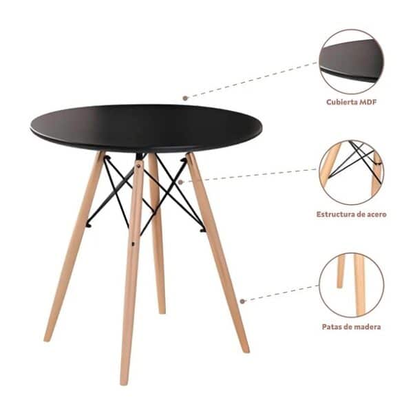 MESA EAMES NEGRO 90X90X74CM - Imagen 2