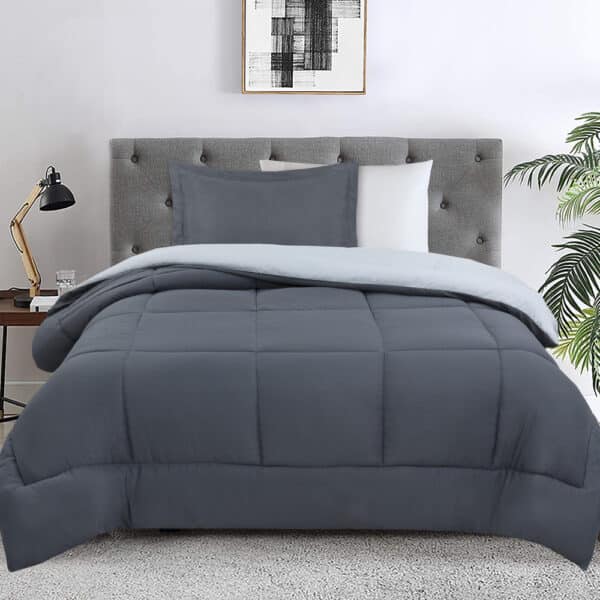 EDREDON C/FUNDA BICOLOR GRIS 2,5PL 240X220CM HB - Imagen 2