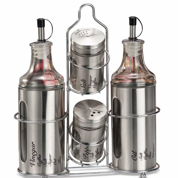 SET 4 ALCUZAS VIDRIO C/BASE INOX 21X8X24CM AD TREND