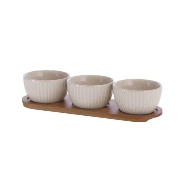 SET 3 BOWL CERAMICA C/BASE BAMBU AD TREND
