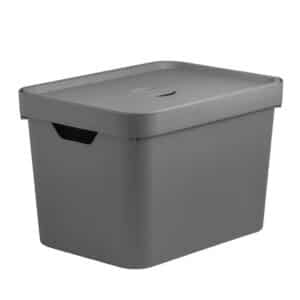 CAJA PLASTICA C/TAPA GRIS CUBE MED 18L 36X27X24CM OU