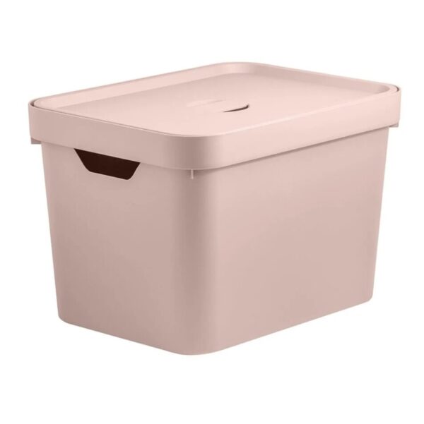 CAJA PLASTICA C/TAPA ROSA CUBE MED 18L 36X27X24CM OU