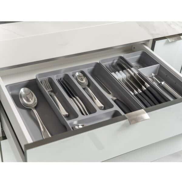 ORGANIZADOR CUBIERTOS PLASTICO EXTENSIBLE GRIS LOGIC - Imagen 2