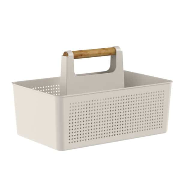 CESTA MULTIUSO C/AGARRADERA BEIGE FLOW 34X27CM OU