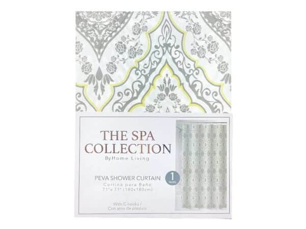 CORTINA DE BAÑO PEVA FLORES GRIS 180X180CM HOME LIVING