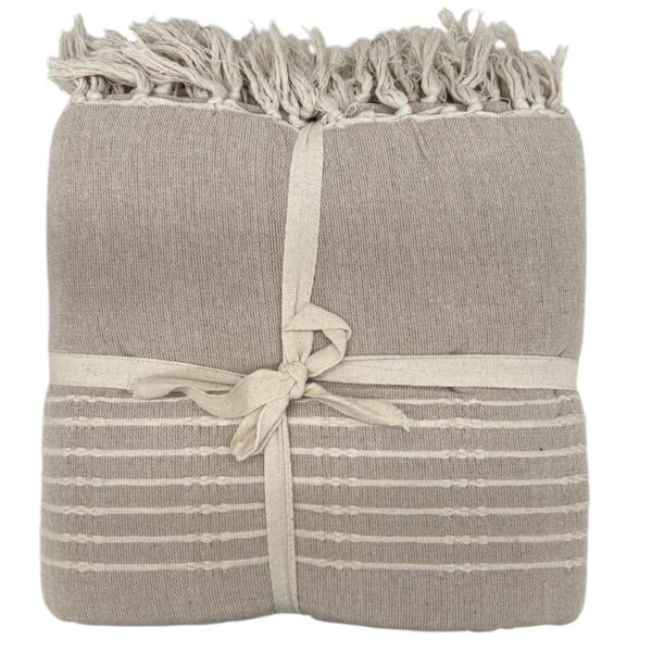 CUBRECAMA ALGODON INDU LINEAS ODI BEIGE 180X250CM HS - Imagen 2