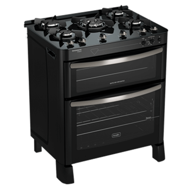 COCINA 5H VIDRIO TEMPLADO C/TIMER DOBLE HORNO DIAMANTE ESMALTEC