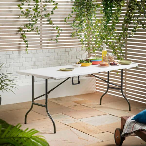 MESA PLEGABLE BLANCA 2.4X0.76M SOL GARDEN - Imagen 2
