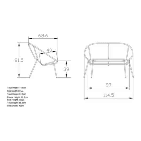 SOFA LOUNGE ACERO RATTAN NATURAL SOL GARDEN - Imagen 5