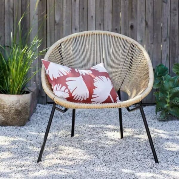 SILLA LOUNGE ACERO RATTAN NATURAL SOL GARDEN - Imagen 5