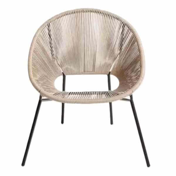 SILLA LOUNGE ACERO RATTAN NATURAL SOL GARDEN