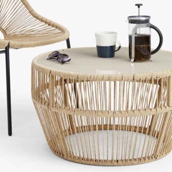 MESA LOUNGE ACERO RATTAN NATURAL SOL GARDEN - Imagen 2