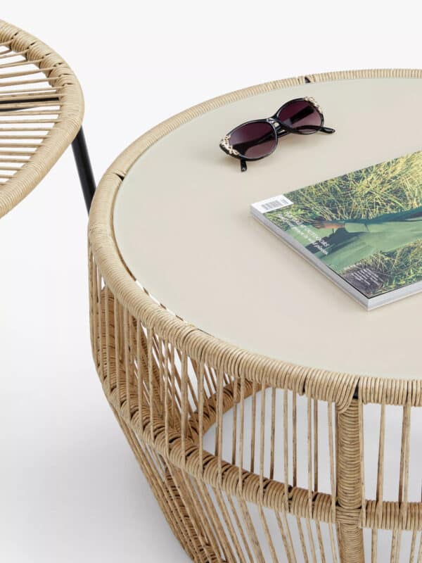 MESA LOUNGE ACERO RATTAN NATURAL SOL GARDEN - Imagen 4