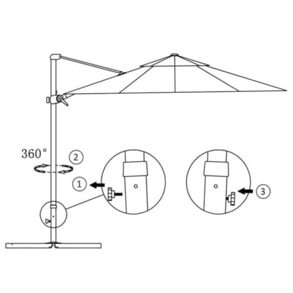 SOMBRILLA PARASOL ROTACION 360 BEIGE 3.5M  (SIN BASE) - Imagen 3