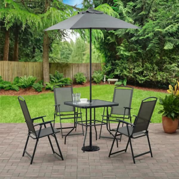 JUEGO EXTERIOR 4 SILLAS PLEGABLE + SOMBRILLA 85X85X70CM - Imagen 2
