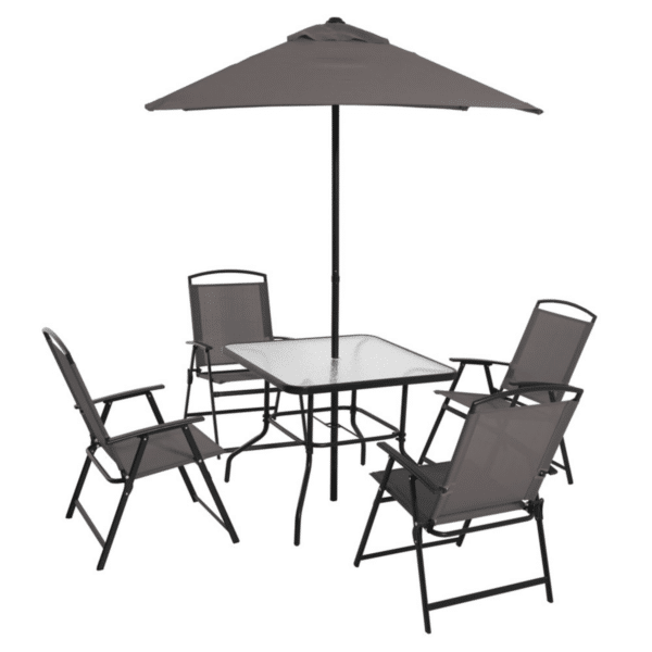 JUEGO EXTERIOR 4 SILLAS PLEGABLE + SOMBRILLA 85X85X70CM